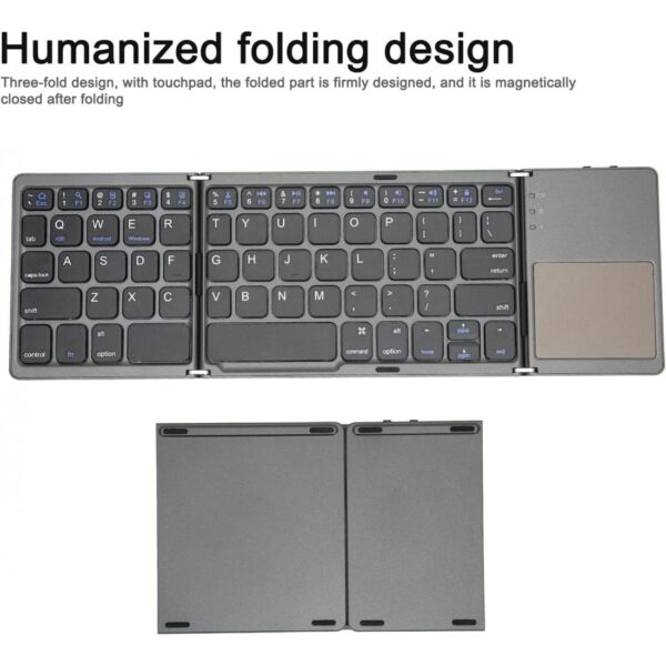 ⁦B033 Foldable Bluetooth Keyboard with Touchpad for Windows/iOS/Android⁩ - الصورة ⁦3⁩