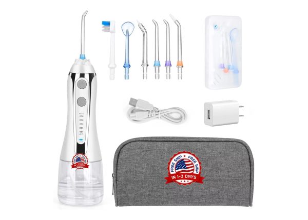H2ofloss Cordless Water Dental Flosser, Portable Oral Irrigator for Teeth, Braces, Rechargeable & IPX7 Waterproof Teeth Cleaner for Home Travel (WHITE)