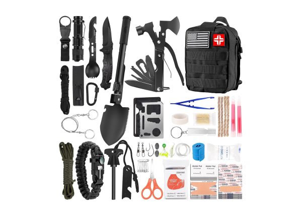 Emergency Survival Kit and First Aid Kit 121Pcs Professional Survival Gear and Equipment with Molle Pouch for Men Camping Outdoor Adventure