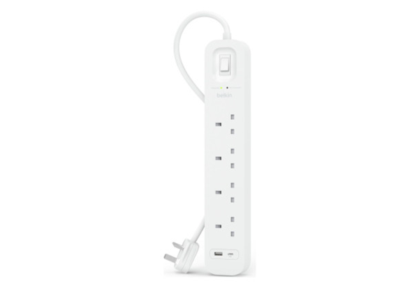 Belkin 4 Socket 2m USB A & C Surge Protected Extension Lead